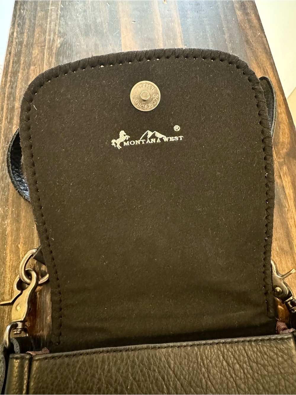 Montana West Black leather Fringe with Cowhide Crossbody Bag - Picture 4 of 5